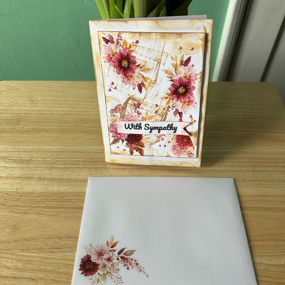 Elegant Floral Sympathy Card with Envelope